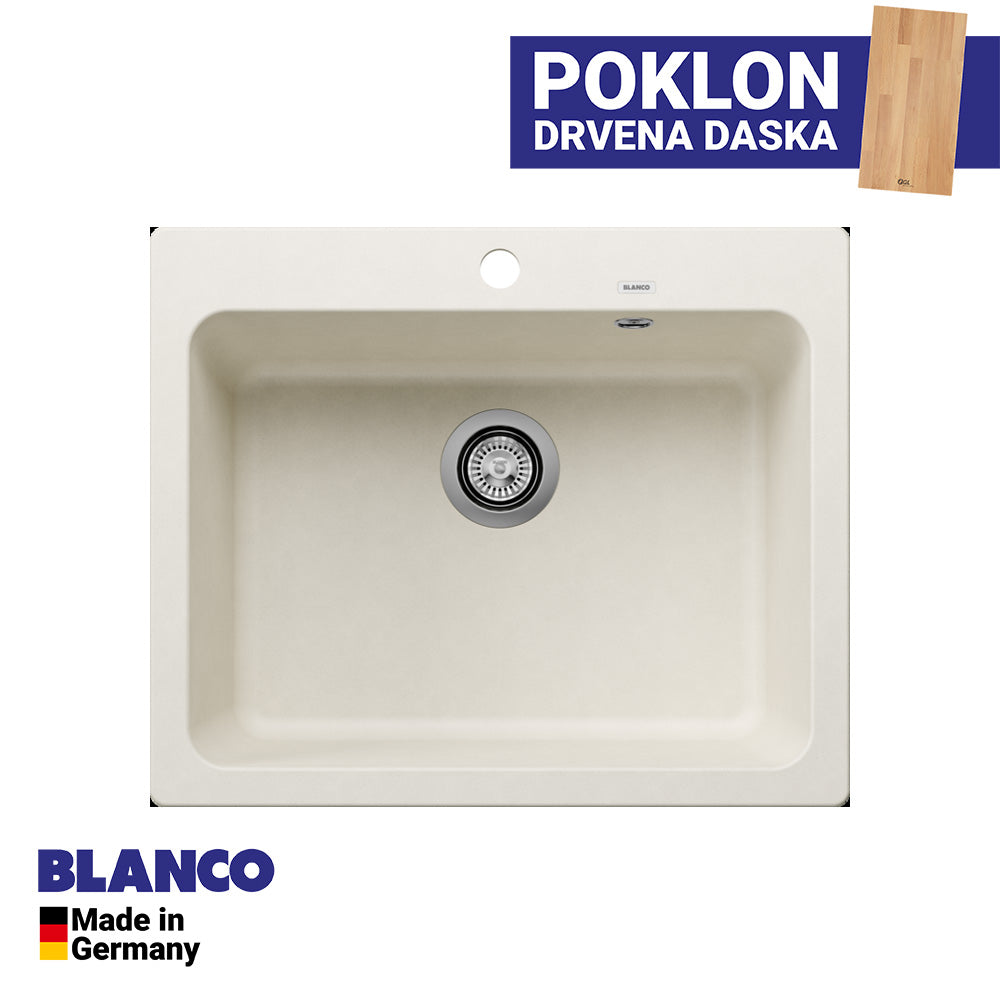 Granitna sudopera Blanco Silgranit NAYA 6 + drvena daska - 615x510x200