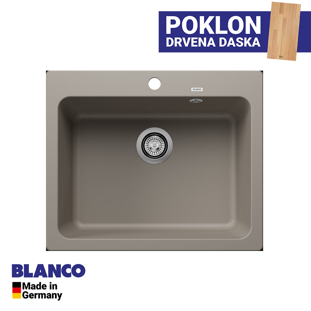 Granitna sudopera Blanco Silgranit NAYA 6 + drvena daska - 615x510x200