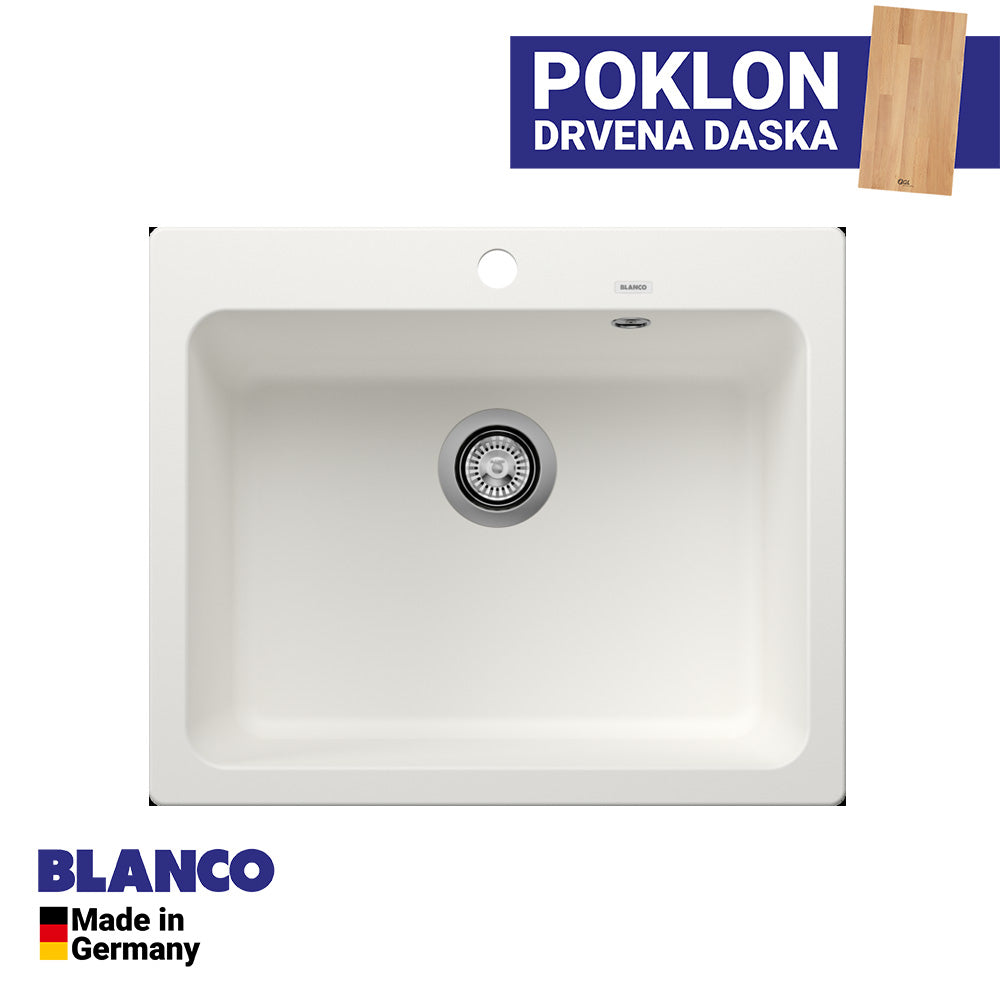 Granitna sudopera Blanco Silgranit NAYA 6 + drvena daska - 615x510x200