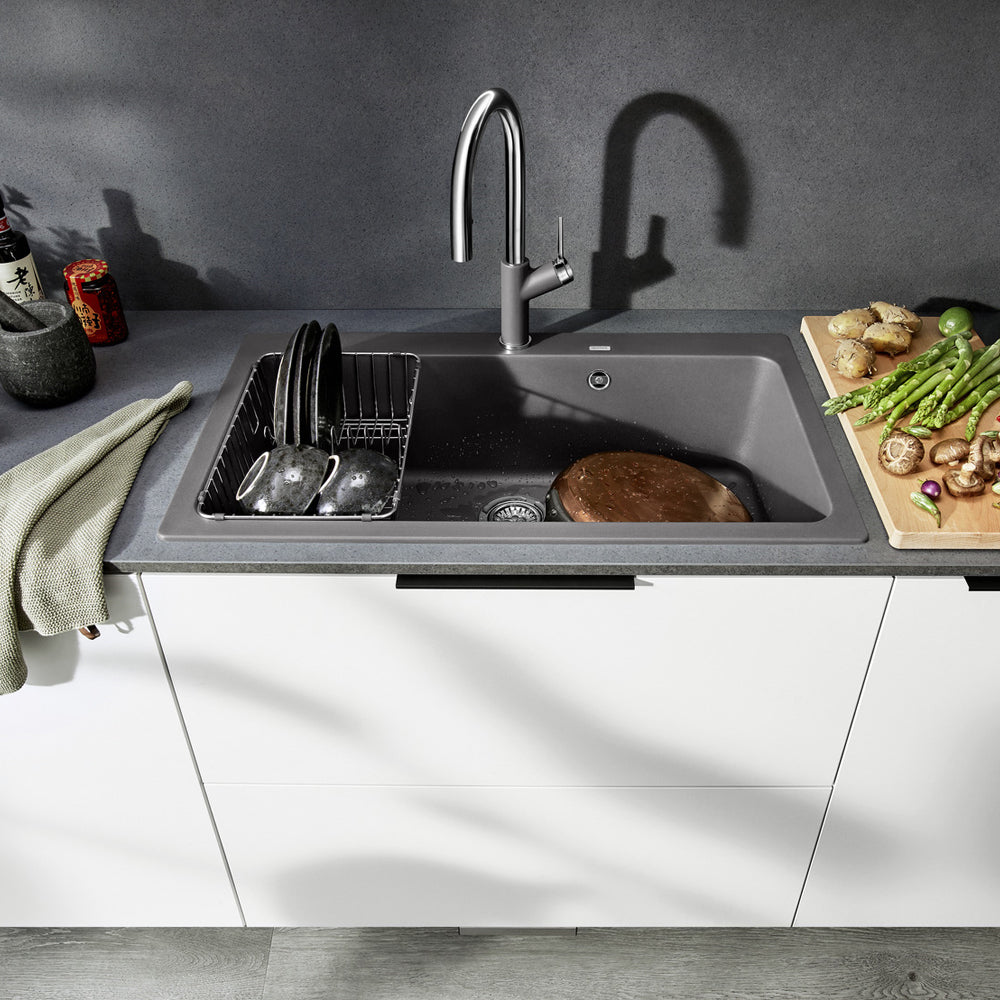 Granitna sudopera Blanco Silgranit NAYA XL 9 + drvena daska - 860x510x220