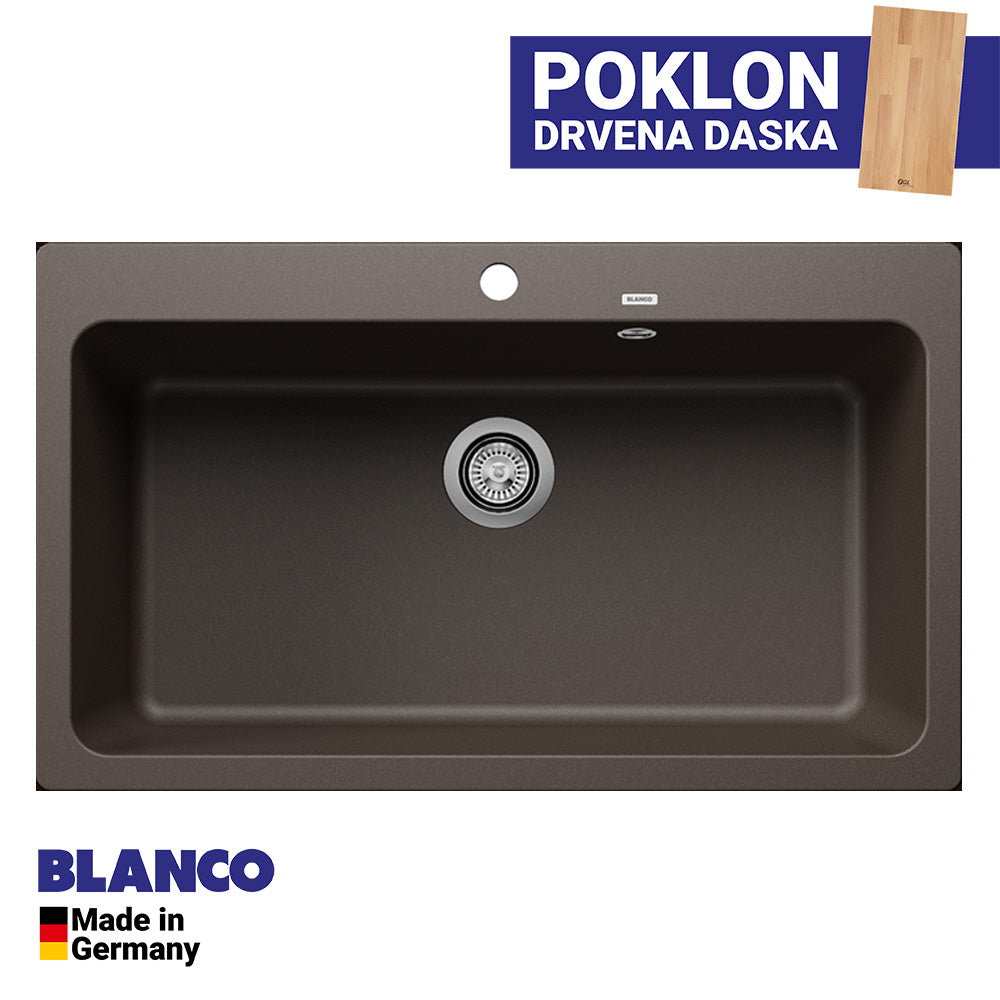 Granitna sudopera Blanco Silgranit NAYA XL 9 + drvena daska - 860x510x220