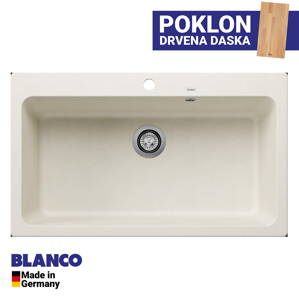 Granitna sudopera Blanco Silgranit NAYA XL 9 + drvena daska - 860x510x220