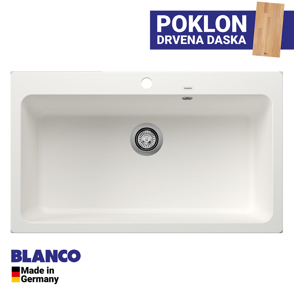 Granitna sudopera Blanco Silgranit NAYA XL 9 + drvena daska - 860x510x220