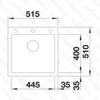 Granitna sudopera Blanco Silgranit PLEON 5 + drvena daska - 515x510x220