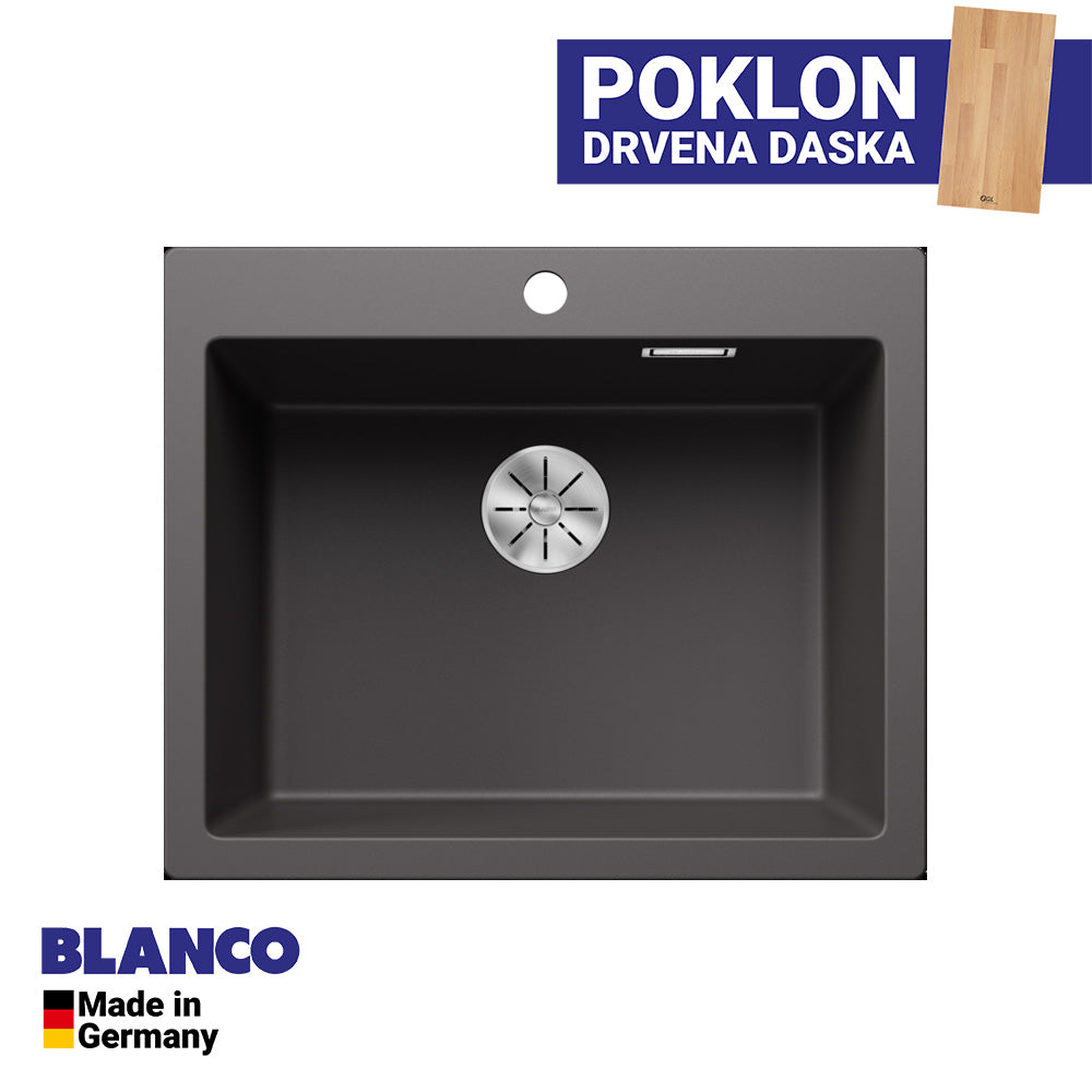 Granitna sudopera Blanco Silgranit PLEON 6 + drvena daska - 615x510x220