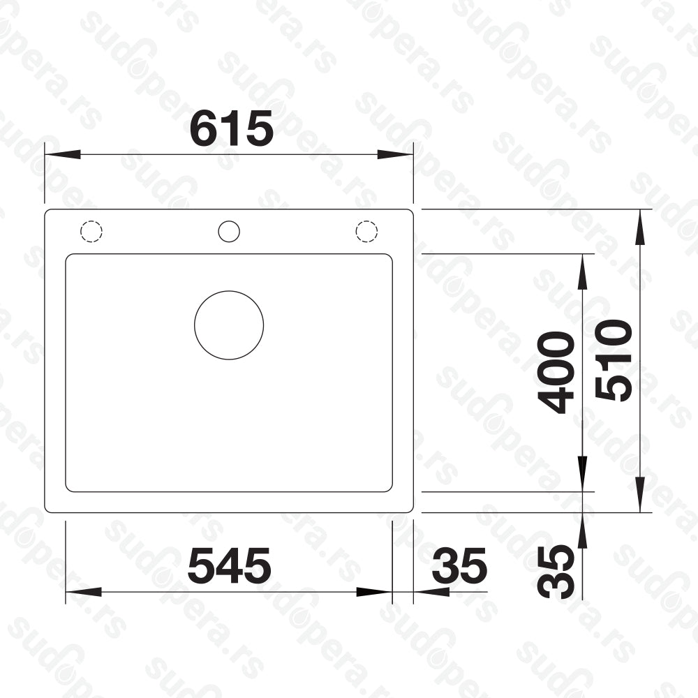 Granitna sudopera Blanco Silgranit PLEON 6 + drvena daska - 615x510x220