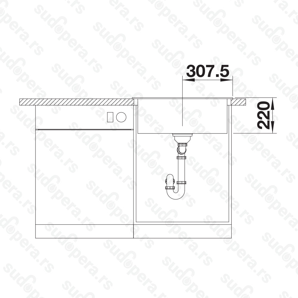 Granitna sudopera Blanco Silgranit PLEON 6 + drvena daska - 615x510x220
