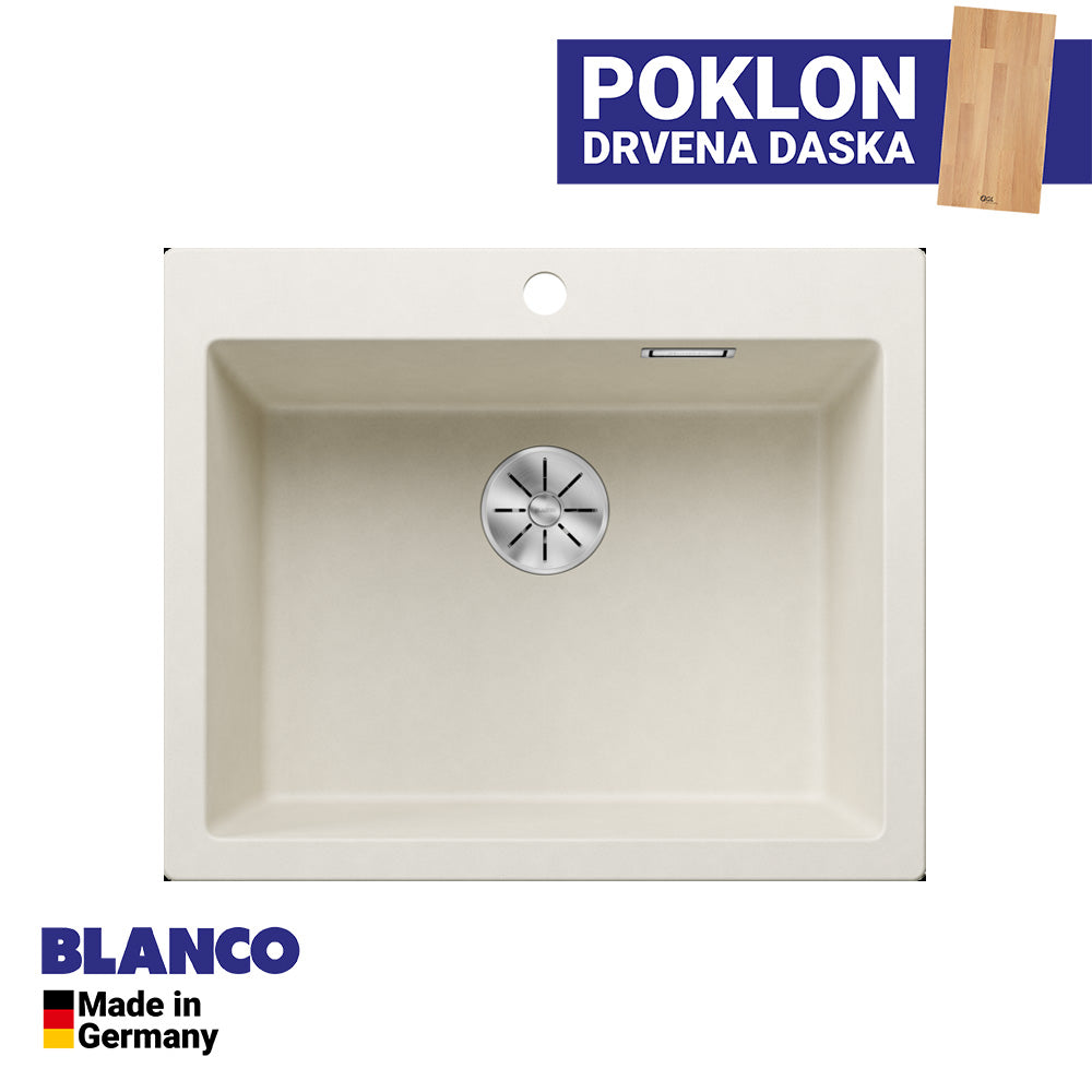 Granitna sudopera Blanco Silgranit PLEON 6 + drvena daska - 615x510x220
