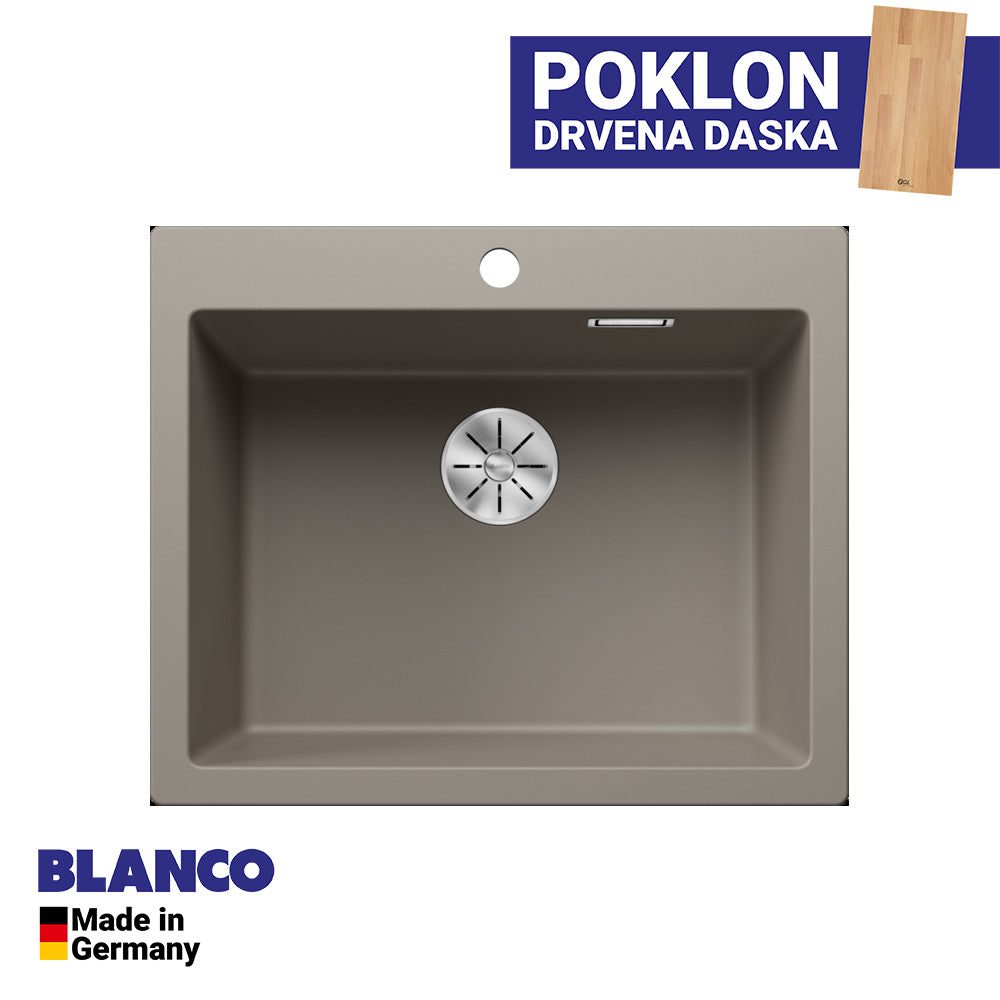 Granitna sudopera Blanco Silgranit PLEON 6 + drvena daska - 615x510x220