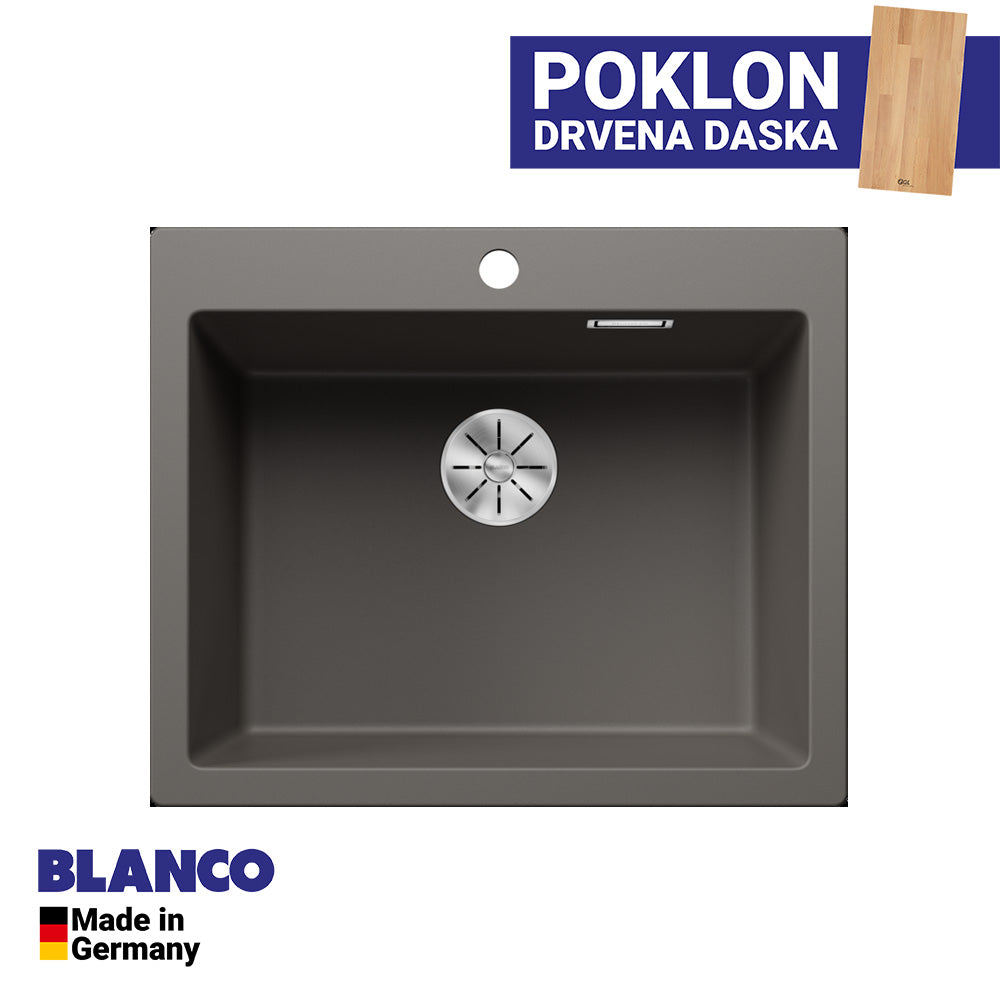 Granitna sudopera Blanco Silgranit PLEON 6 + drvena daska - 615x510x220