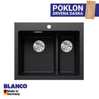 Granitna sudopera Blanco Silgranit PLEON 6 Split + drvena daska - 615x510x220