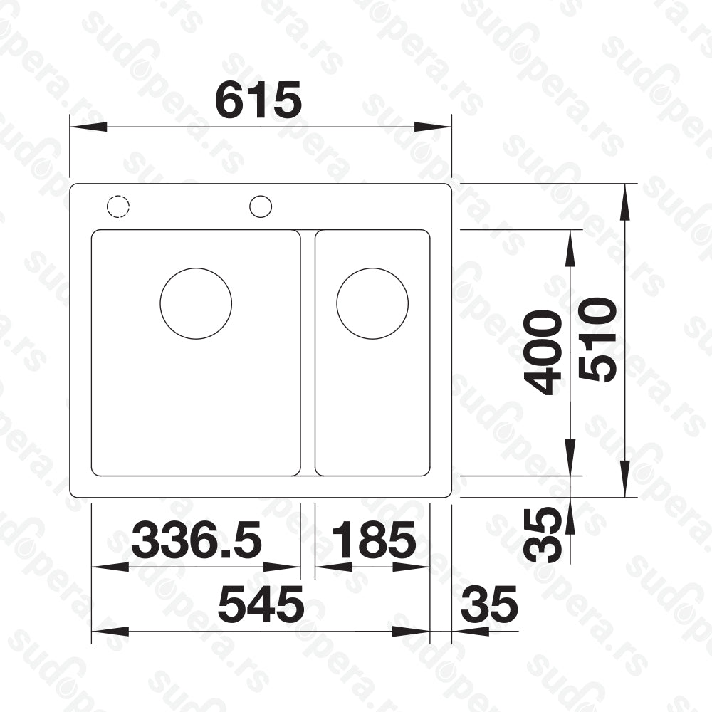 Granitna sudopera Blanco Silgranit PLEON 6 Split + drvena daska - 615x510x220