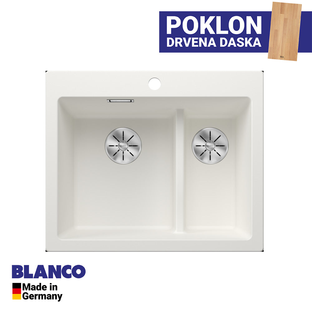 Granitna sudopera Blanco Silgranit PLEON 6 Split + drvena daska - 615x510x220