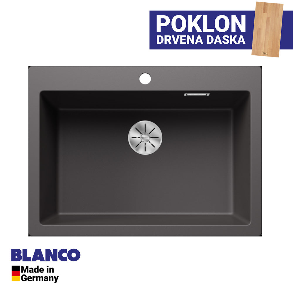 Granitna sudopera Blanco Silgranit PLEON 8 + drvena daska - 700x510x220