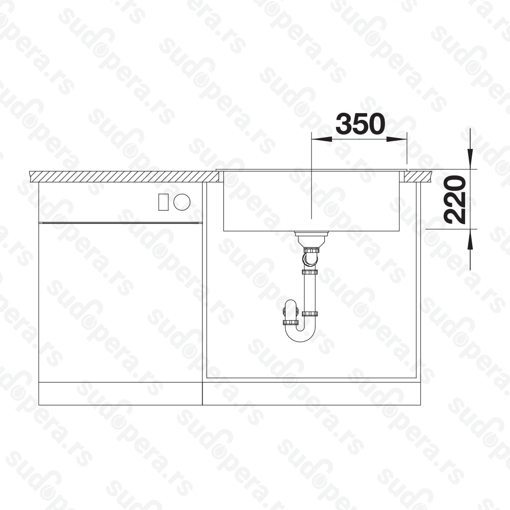 Granitna sudopera Blanco Silgranit PLEON 8 + drvena daska - 700x510x220