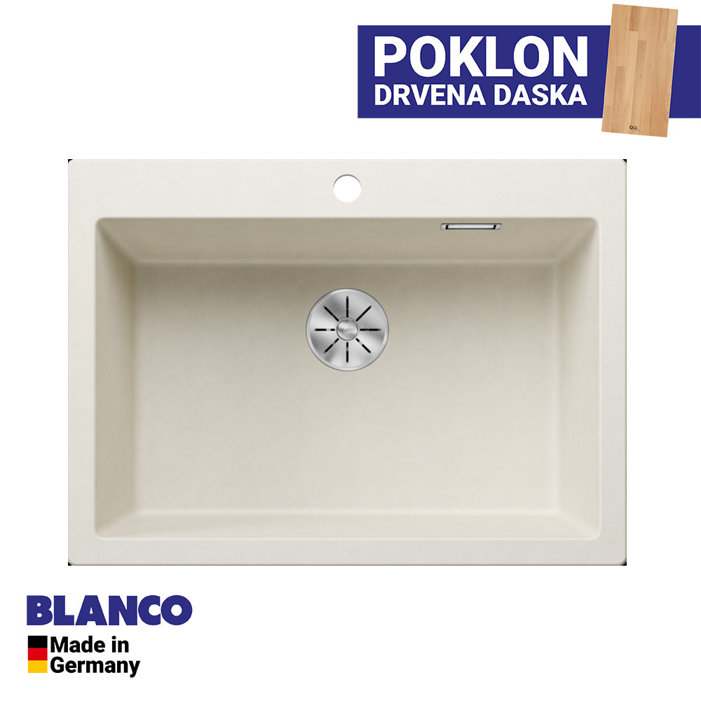 Granitna sudopera Blanco Silgranit PLEON 8 + drvena daska - 700x510x220