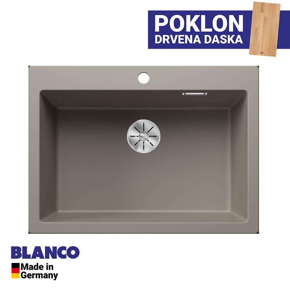 Granitna sudopera Blanco Silgranit PLEON 8 + drvena daska - 700x510x220