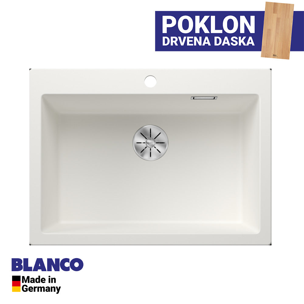 Granitna sudopera Blanco Silgranit PLEON 8 + drvena daska - 700x510x220