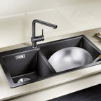 Granitna sudopera Blanco Silgranit PLEON 9 + drvena daska - 860x500x220