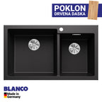 Granitna sudopera Blanco Silgranit PLEON 9 + drvena daska - 860x500x220