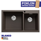 Granitna sudopera Blanco Silgranit PLEON 9 + drvena daska - 860x500x220