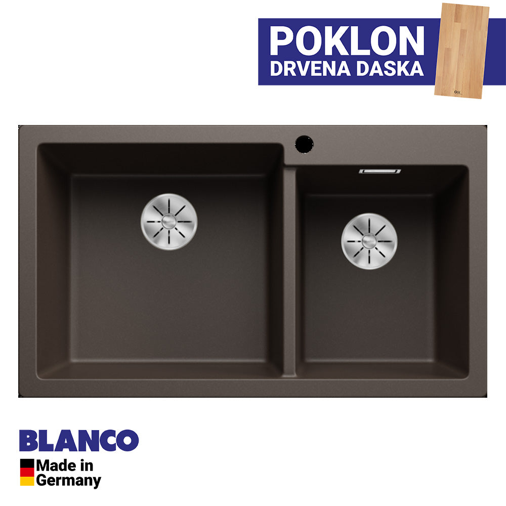 Granitna sudopera Blanco Silgranit PLEON 9 + drvena daska - 860x500x220
