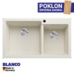 Granitna sudopera Blanco Silgranit PLEON 9 + drvena daska - 860x500x220