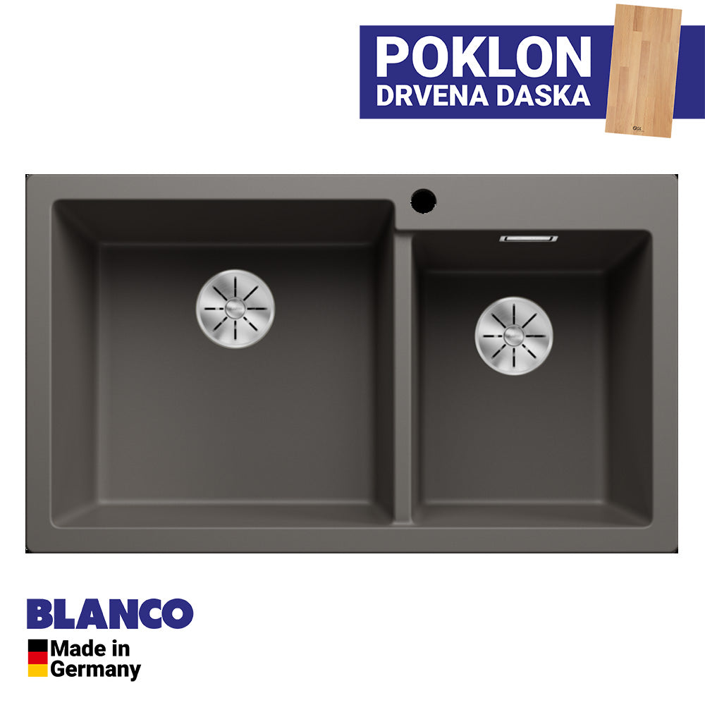 Granitna sudopera Blanco Silgranit PLEON 9 + drvena daska - 860x500x220