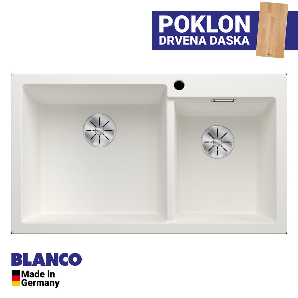 Granitna sudopera Blanco Silgranit PLEON 9 + drvena daska - 860x500x220