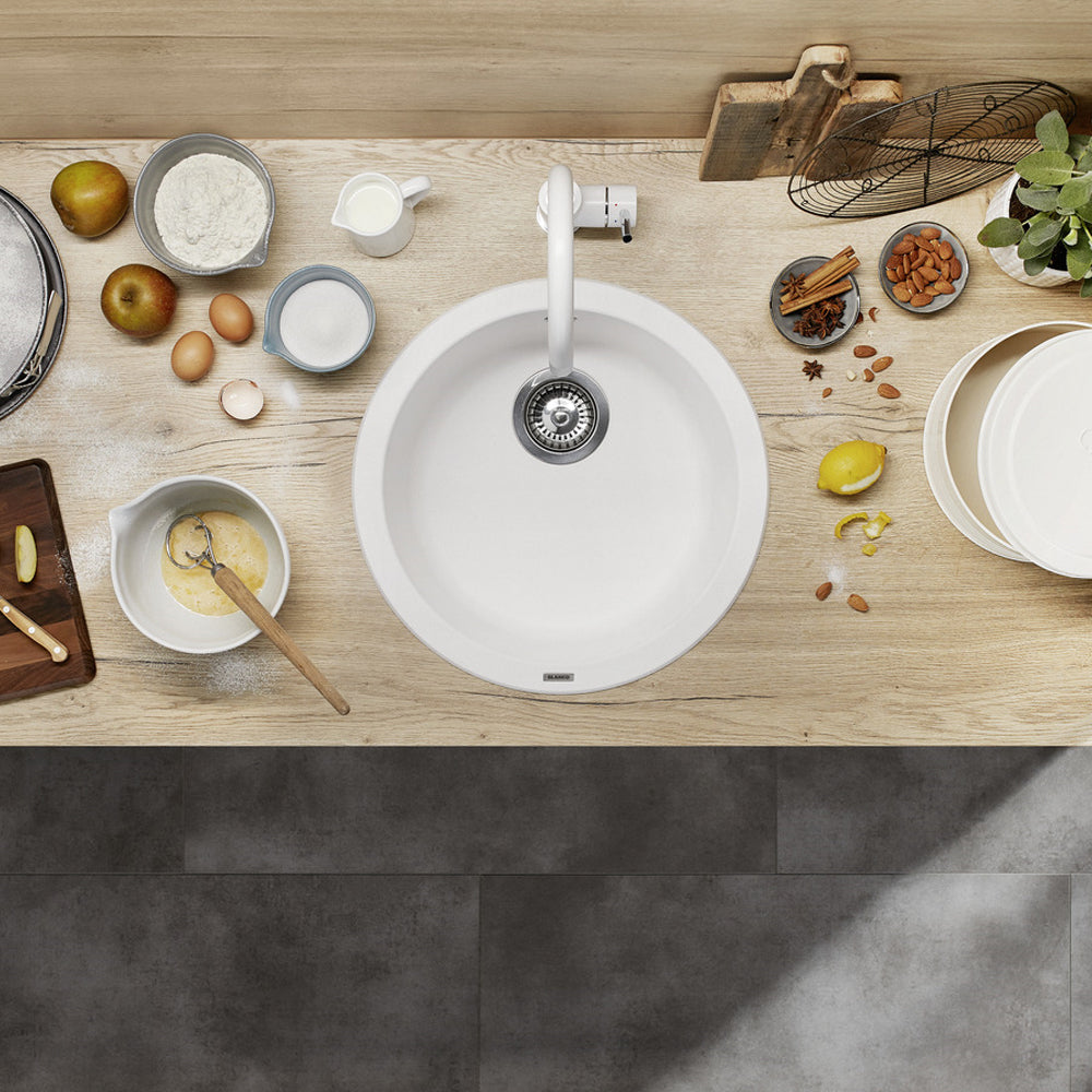 Granitna sudopera Blanco Silgranit RONDO 45 + drvena daska - fi450x165