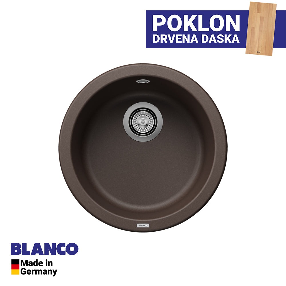 Granitna sudopera Blanco Silgranit RONDO 45 + drvena daska - fi450x165