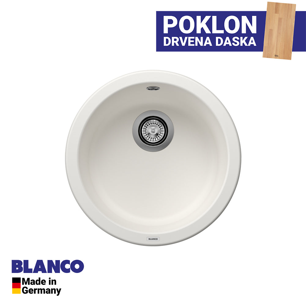 Granitna sudopera Blanco Silgranit RONDO 45 + drvena daska - fi450x165