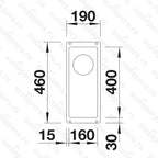 Granitna sudopera Blanco Silgranit SUBLINE 160-U + drvena daska - 160x400x130