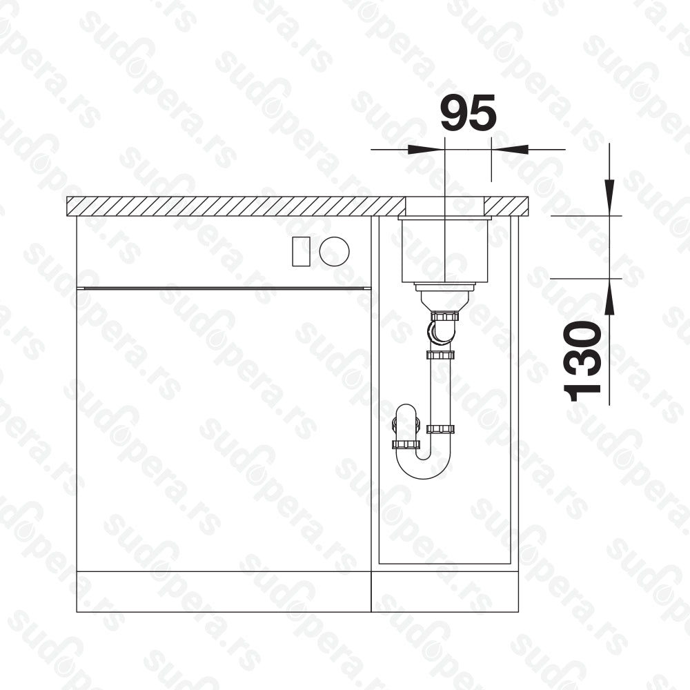 Granitna sudopera Blanco Silgranit SUBLINE 160-U + drvena daska - 160x400x130