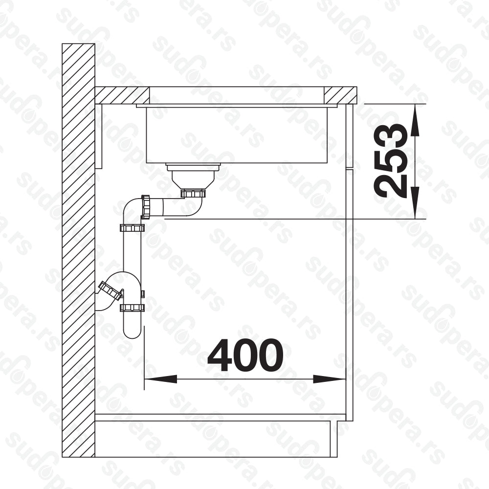 Granitna sudopera Blanco Silgranit SUBLINE 160-U + drvena daska - 160x400x130