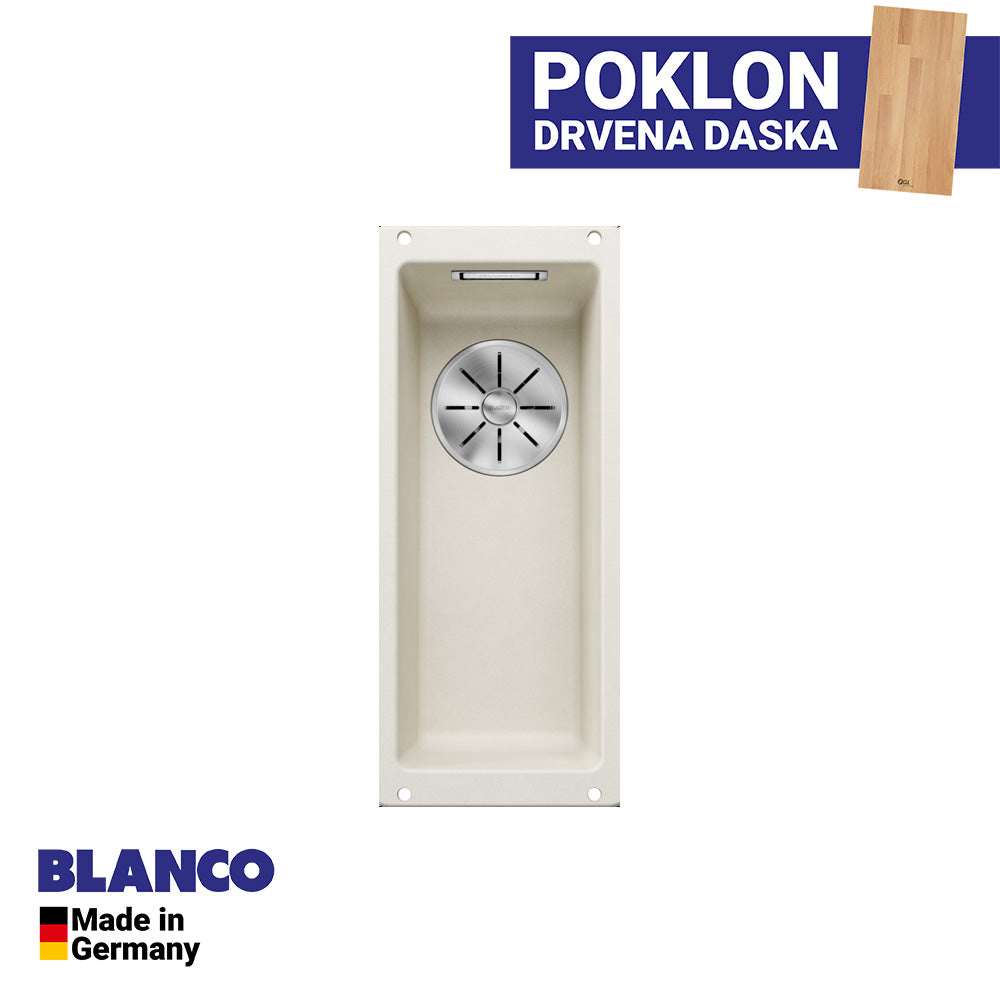 Granitna sudopera Blanco Silgranit SUBLINE 160-U + drvena daska - 160x400x130