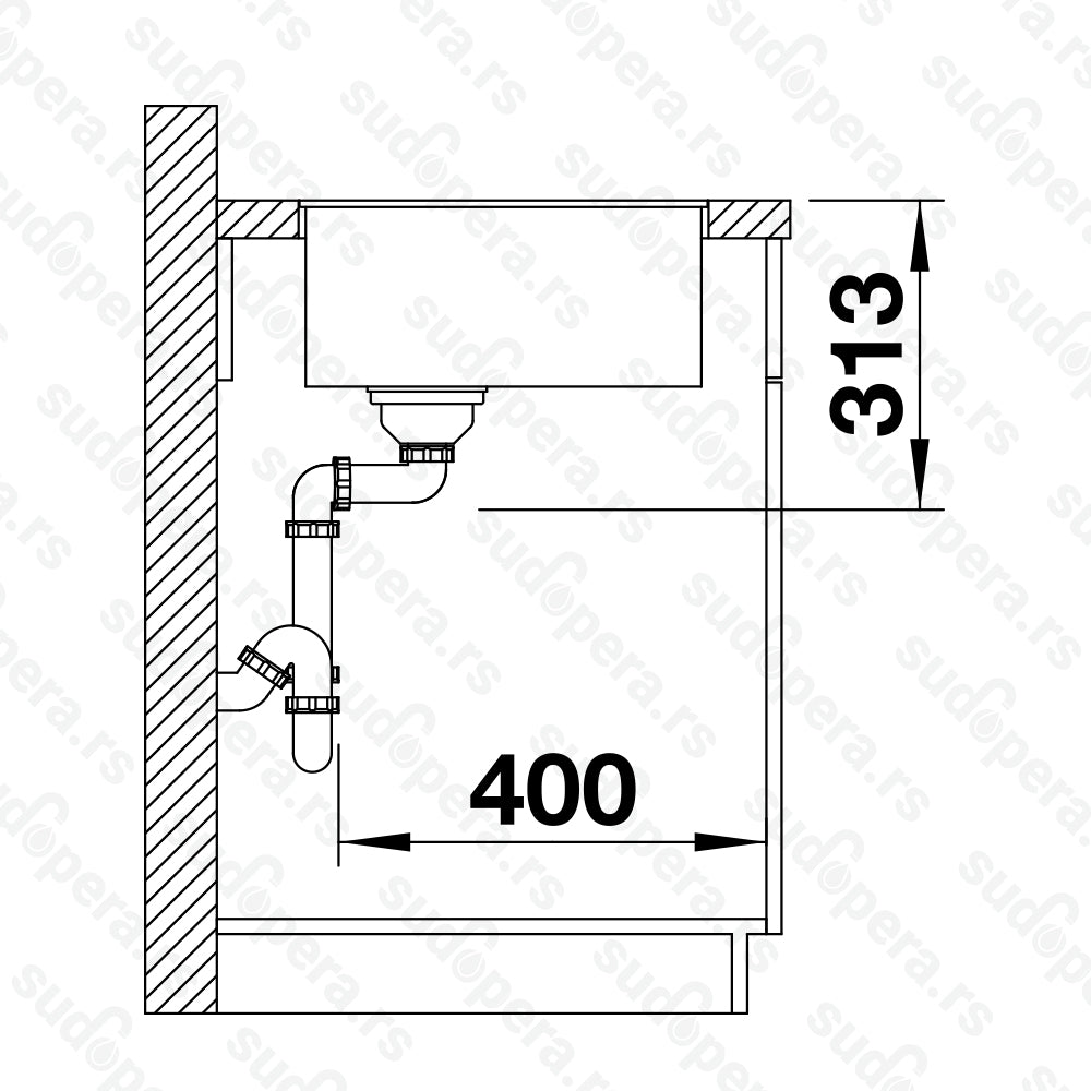 Granitna sudopera Blanco Silgranit SUBLINE 320-F + drvena daska - 347x427x190