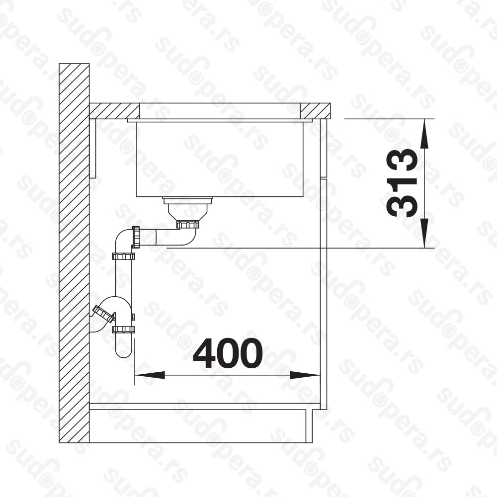 Granitna sudopera Blanco Silgranit SUBLINE 320-U + drvena daska - 320x400x190