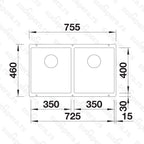 Granitna sudopera Blanco Silgranit SUBLINE 350/350-U + drvena daska - 725x400x200