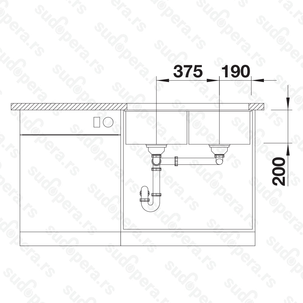 Granitna sudopera Blanco Silgranit SUBLINE 350/350-U + drvena daska - 725x400x200