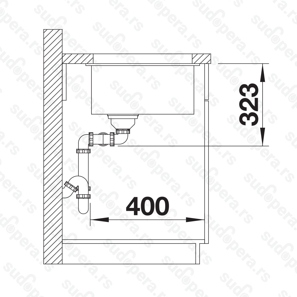 Granitna sudopera Blanco Silgranit SUBLINE 350/350-U + drvena daska - 725x400x200