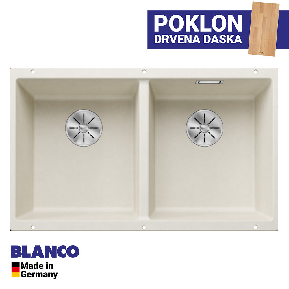 Granitna sudopera Blanco Silgranit SUBLINE 350/350-U + drvena daska - 725x400x200