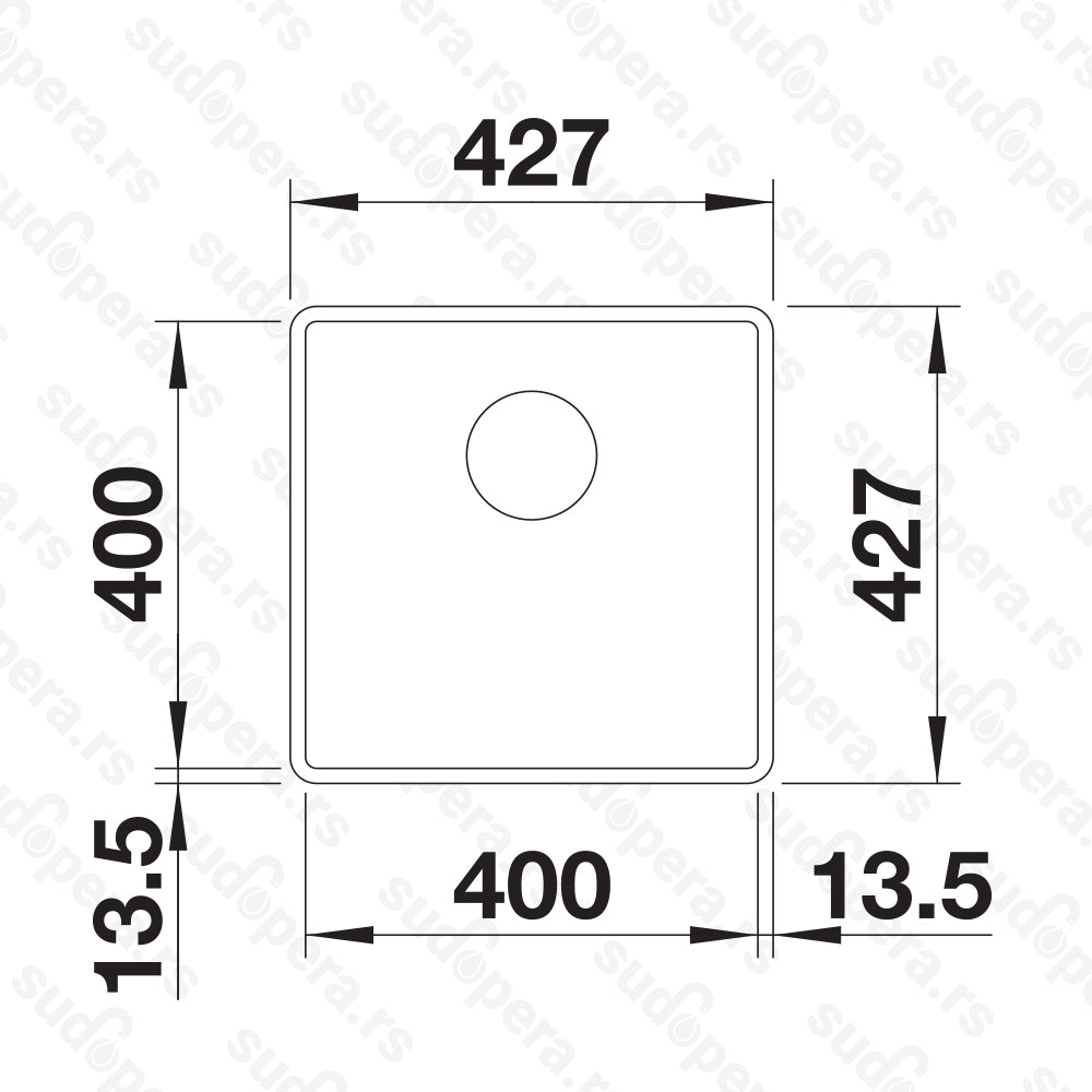 Granitna sudopera Blanco Silgranit SUBLINE 400-F + drvena daska - 427x427x190