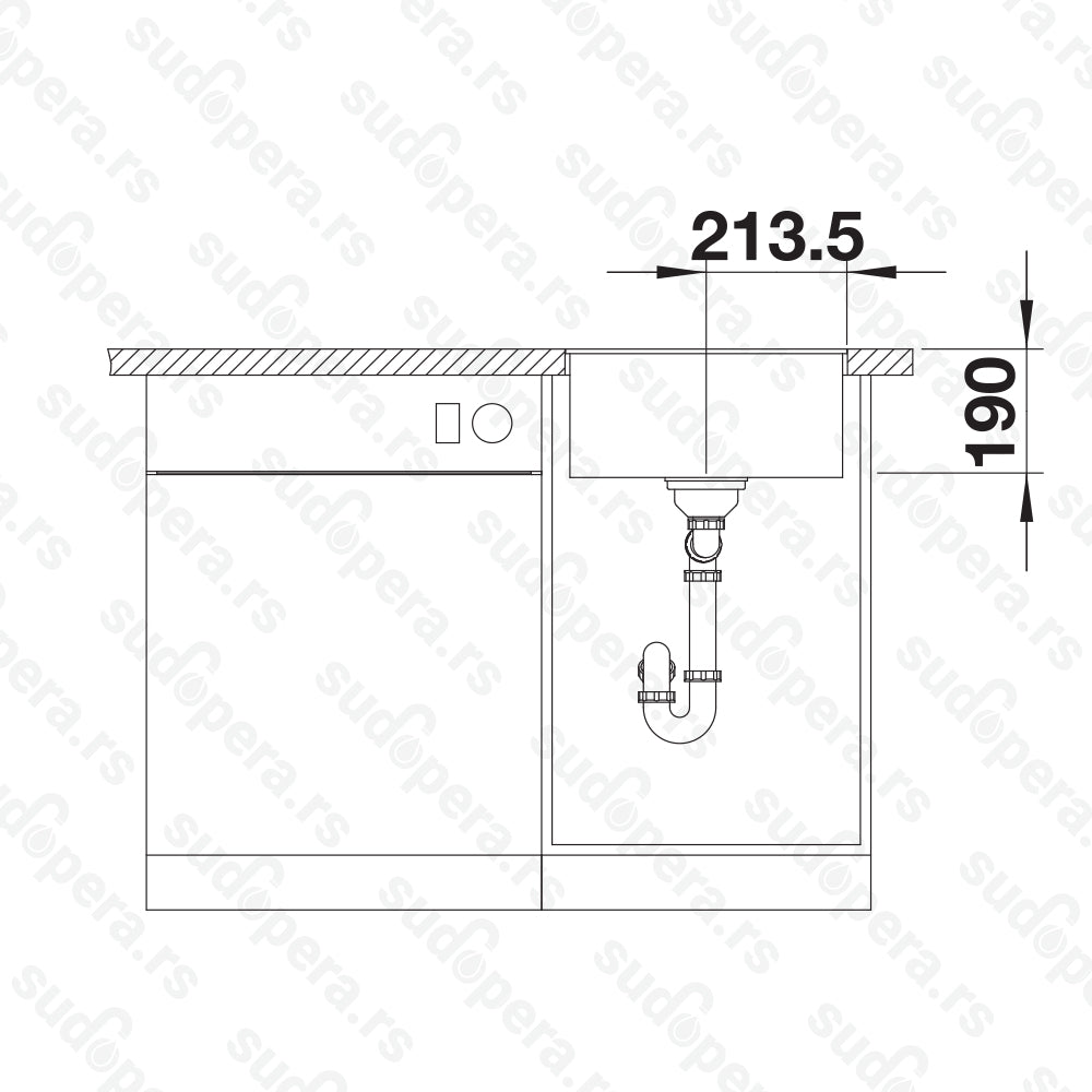 Granitna sudopera Blanco Silgranit SUBLINE 400-F + drvena daska - 427x427x190