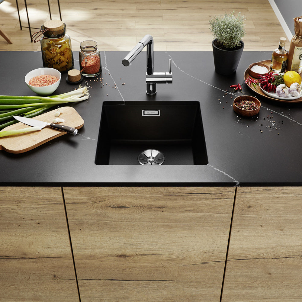 Granitna sudopera Blanco Silgranit SUBLINE 400-U + drvena daska - 400x400x190