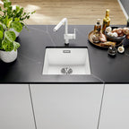Granitna sudopera Blanco Silgranit SUBLINE 400-U + drvena daska - 400x400x190