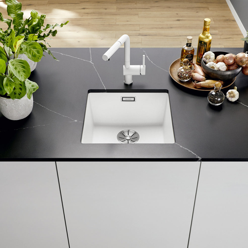 Granitna sudopera Blanco Silgranit SUBLINE 400-U + drvena daska - 400x400x190