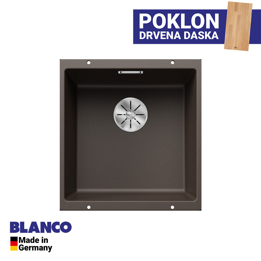 Granitna sudopera Blanco Silgranit SUBLINE 400-U + drvena daska - 400x400x190