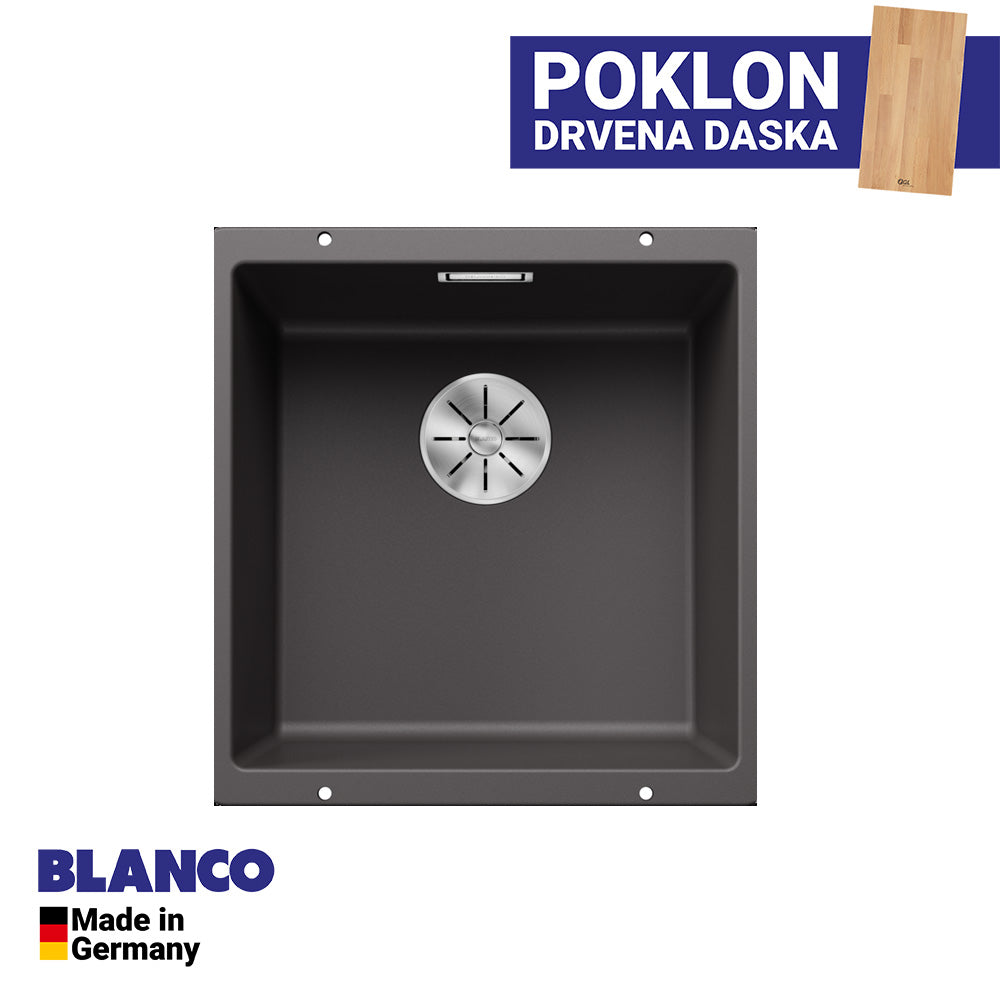 Granitna sudopera Blanco Silgranit SUBLINE 400-U + drvena daska - 400x400x190