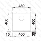 Granitna sudopera Blanco Silgranit SUBLINE 400-U + drvena daska - 400x400x190